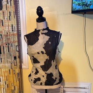 Topshop Black and White Cow Print Blouse